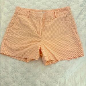 THE LOFT RIVIERA SHORTS SEARSUCKER MATERIAL PEACH/WHITE STRIPE SIZE 6 W/STRETCH